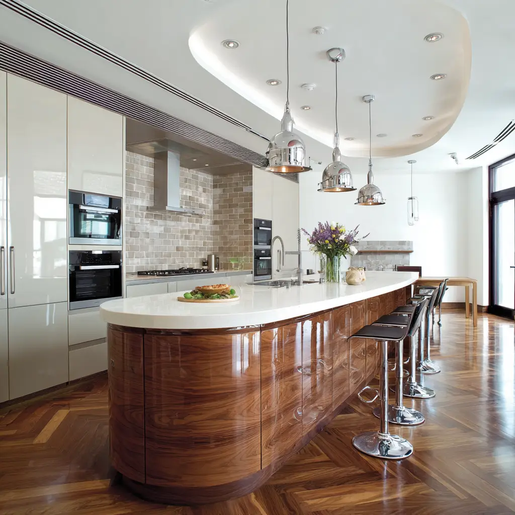 Sleek kitchen islands