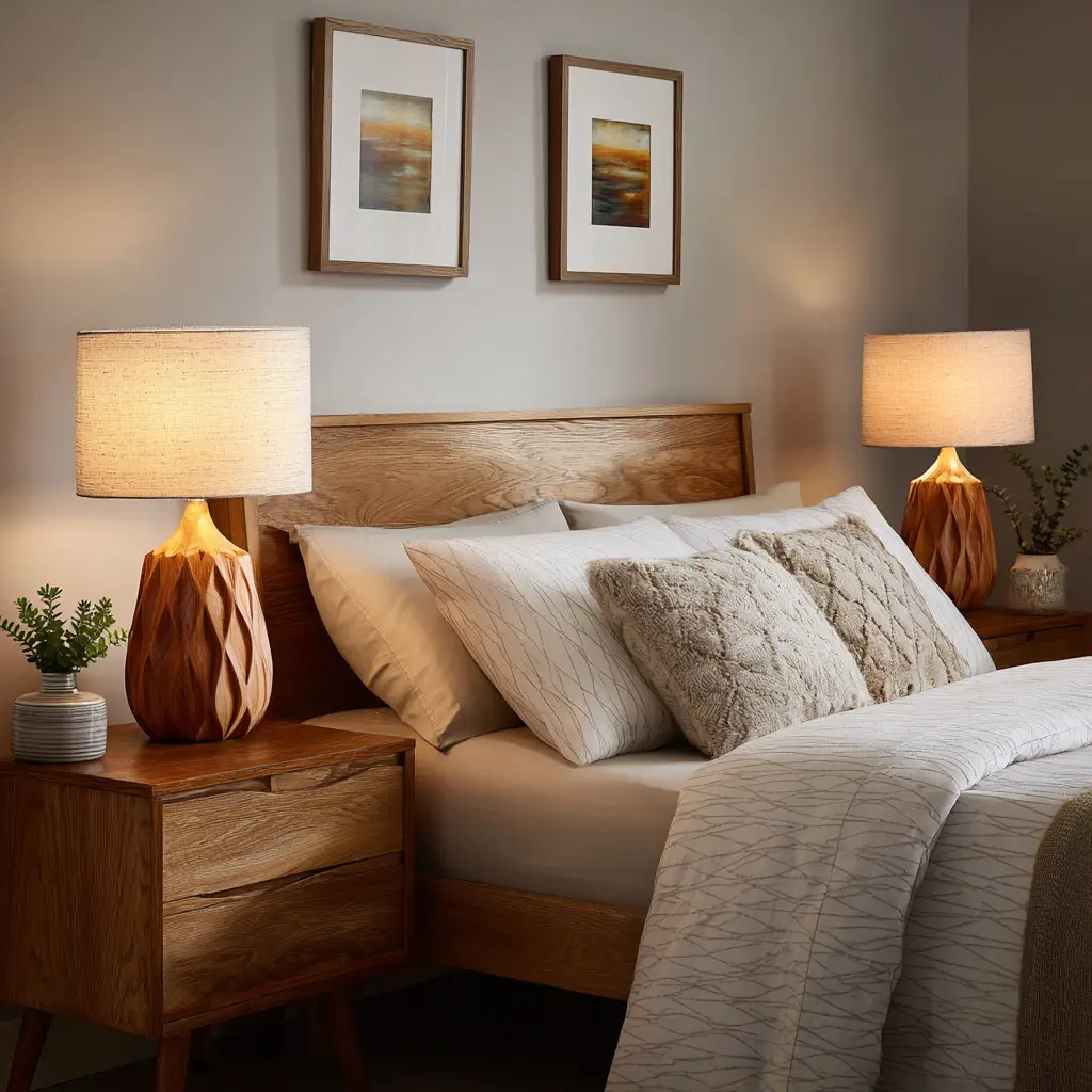 Try Wooden Bedside Lamps
