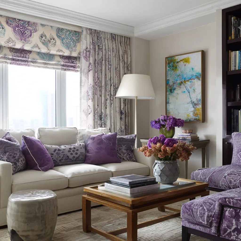 Use Patterned Curtains or Roman Shades