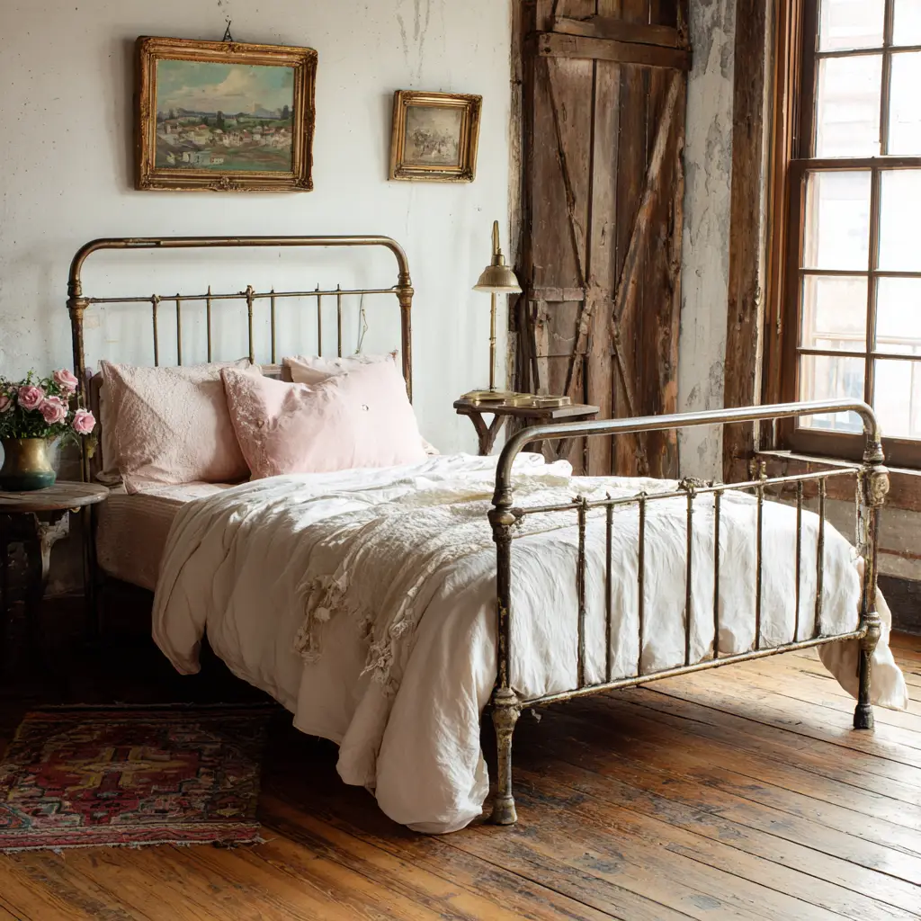 Vintage-Inspired Iron Bed Frame