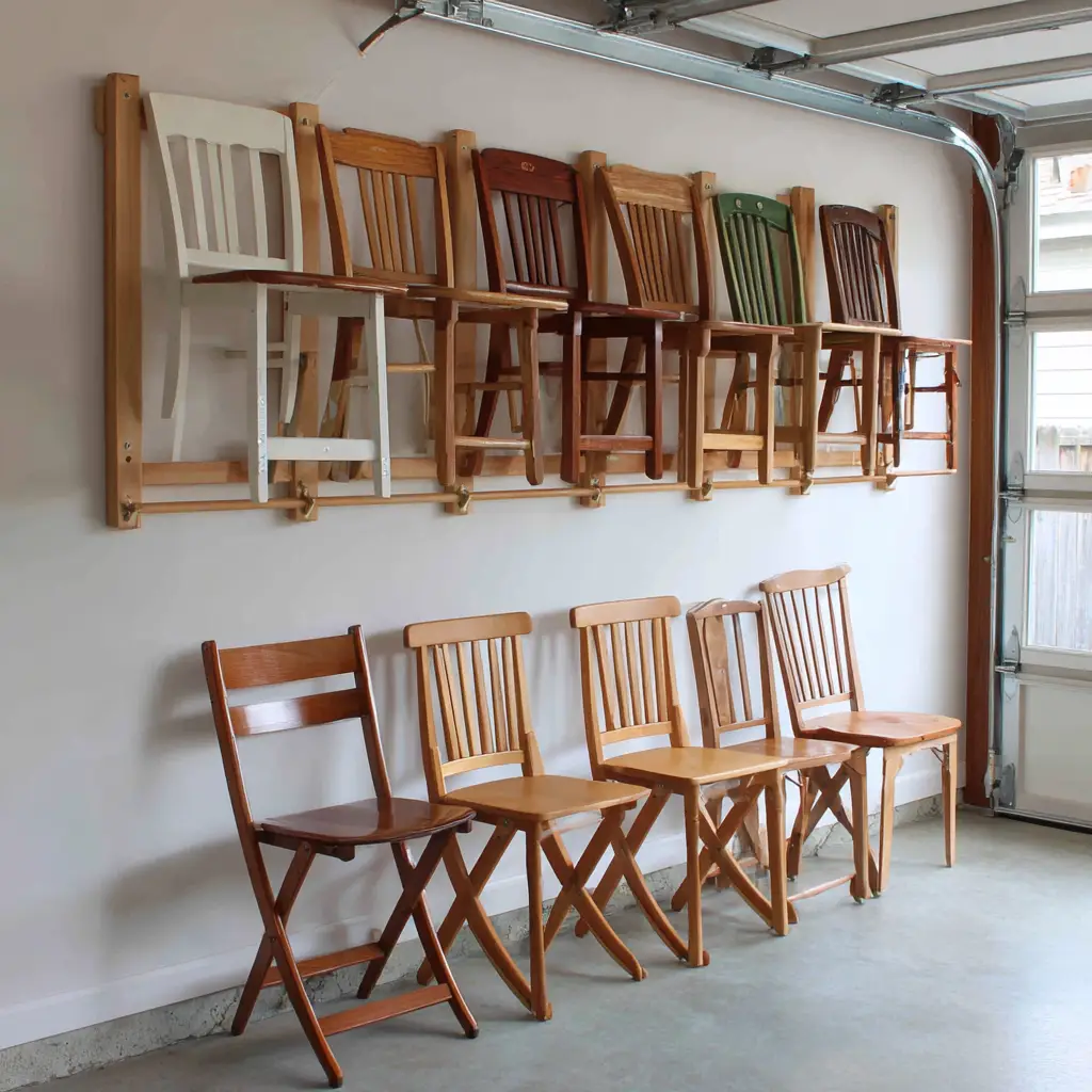 Wall-Mounted Folding Chair Rack