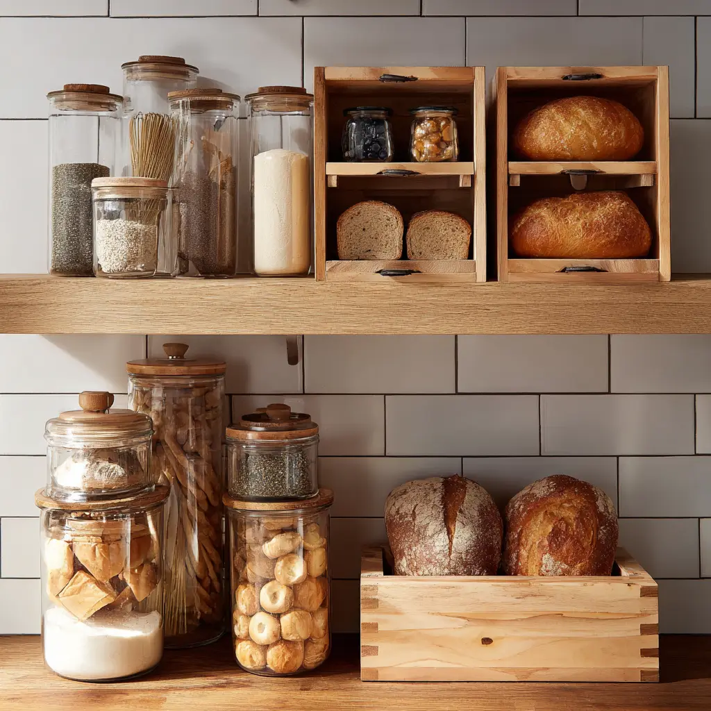 Wooden Bread Box or Storage Jars