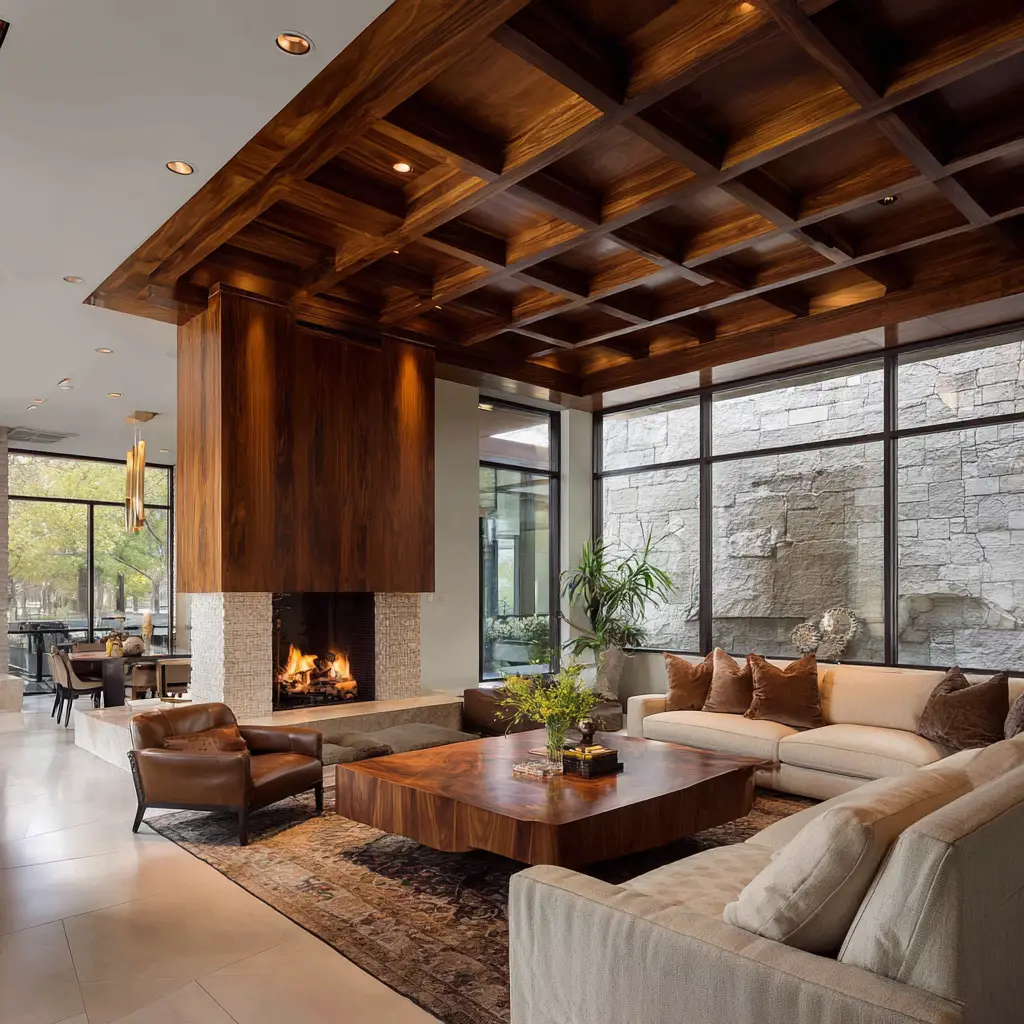 Wooden Panel Ceiling for Warmth