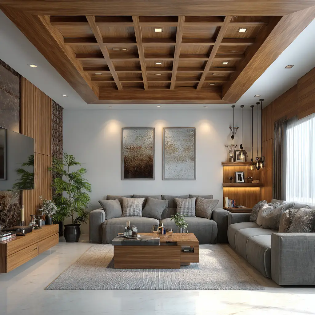 Wooden Panel False Ceiling