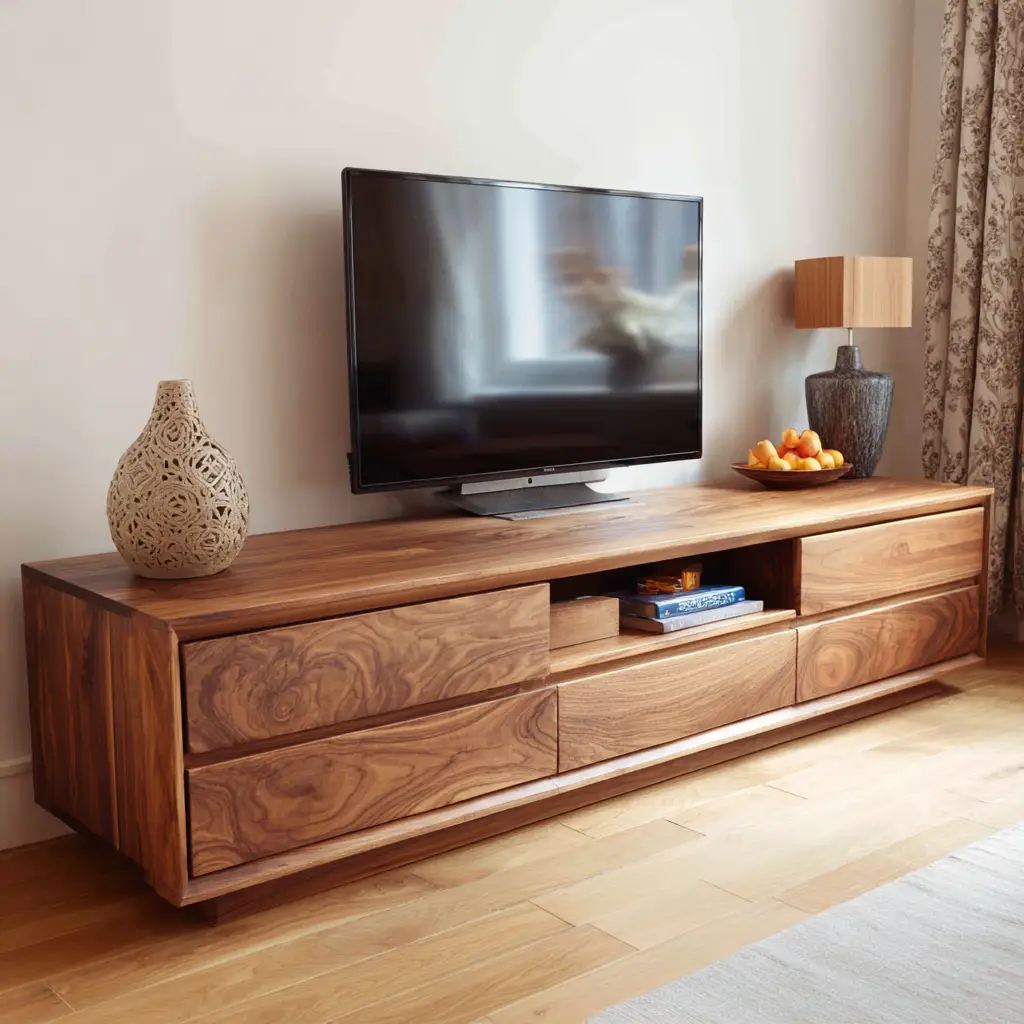 Wooden TV Stand with Drawers
